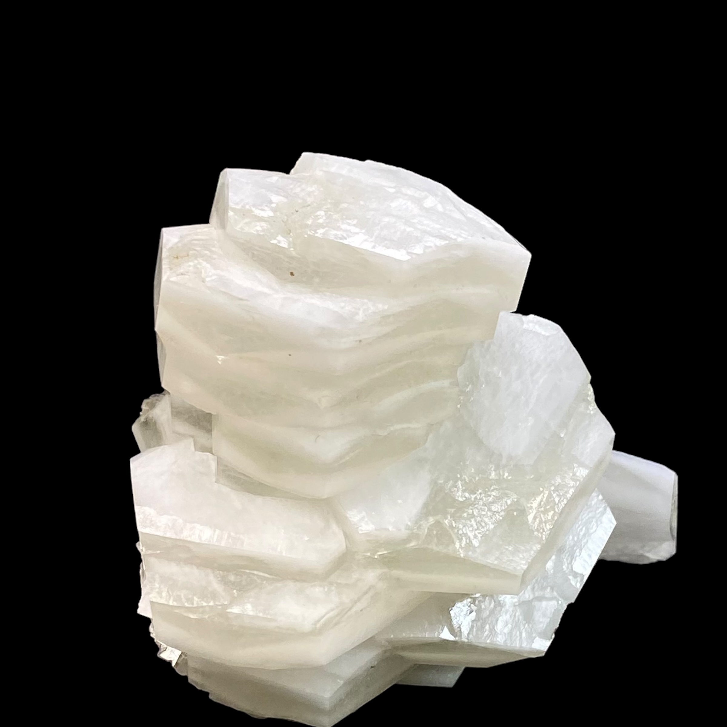 Fluorescent Hexagonal Sandwich Calcite Crystal Cluster