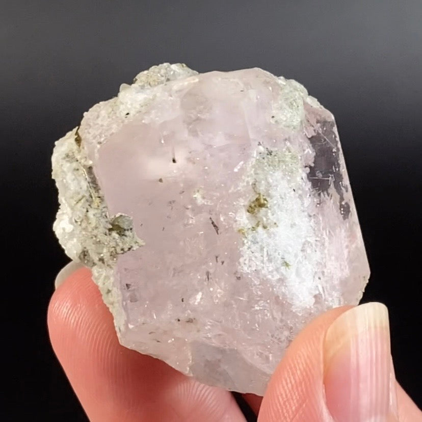 Morganite Crystal with Green Tourmaline & Albite