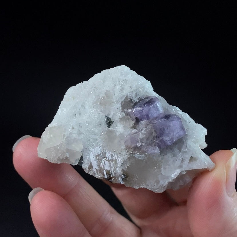 Lustrous Purple Apatite Crystals with Quartz on Cleavelandite Matrix, Dara e Pech, Afghanistan