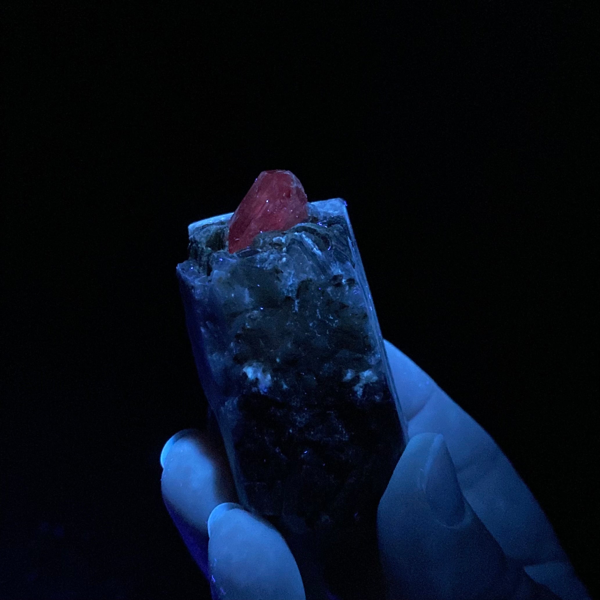 Grade A Peach Color Katlang Imperial Topaz Crystal on Matrix, Fluorescent