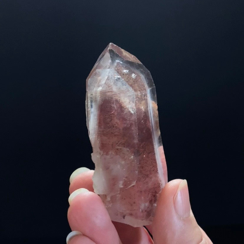 Red Hematite Double Phantom Sunset Quartz Crystal - Tamil Nadu, India