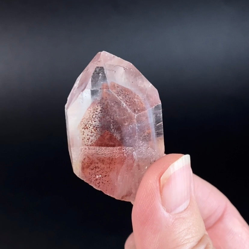 Red Hematite Double Phantom Sunset Quartz Crystal - Tamil Nadu, India