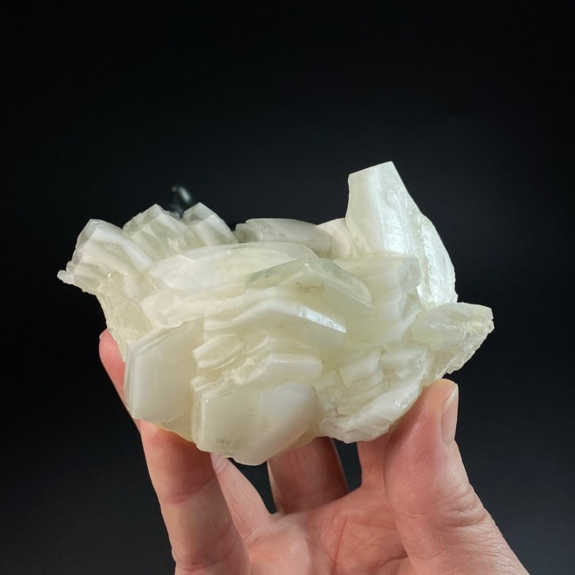 Fluorescent Hexagonal Sandwich Calcite Crystal Cluster