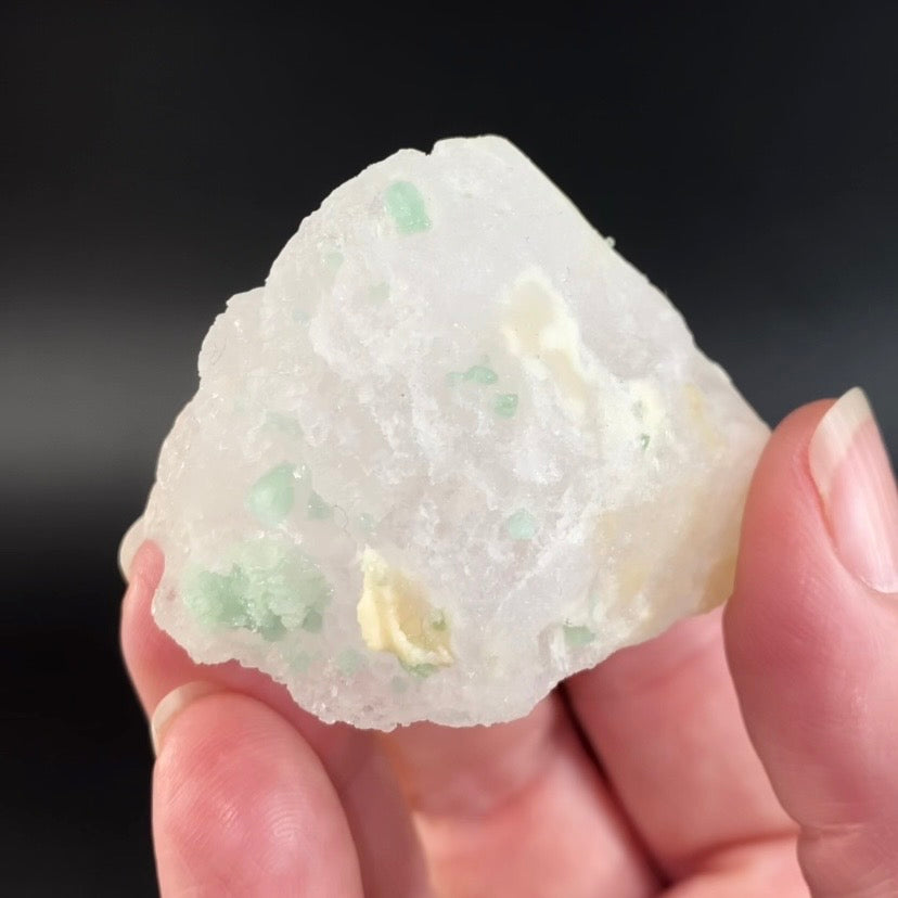 Etched Pollucite with Green Tourmaline from Laghman, Afghanistan