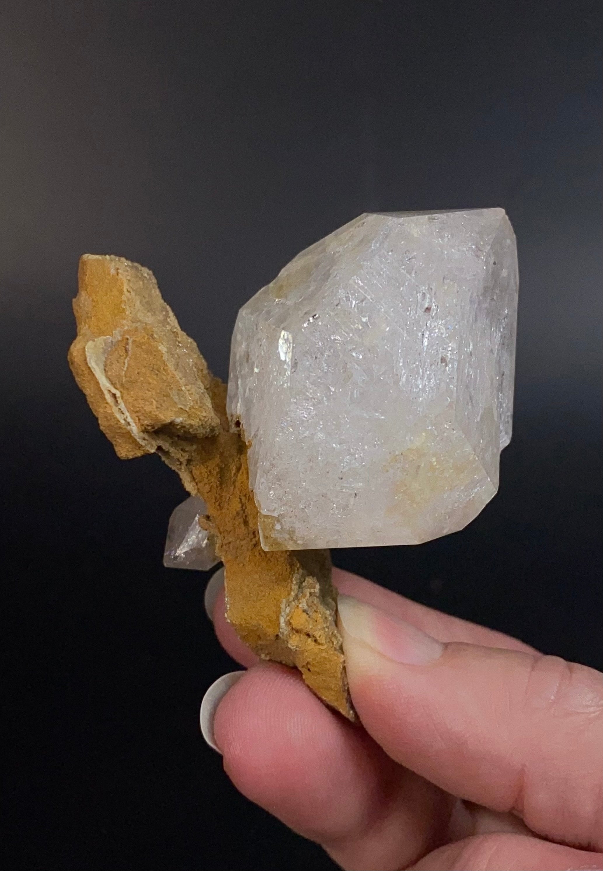Doubly Terminated Quartz Crystals with "Bird Wing" Remnant of Sediment Matrix with Needle Quartz