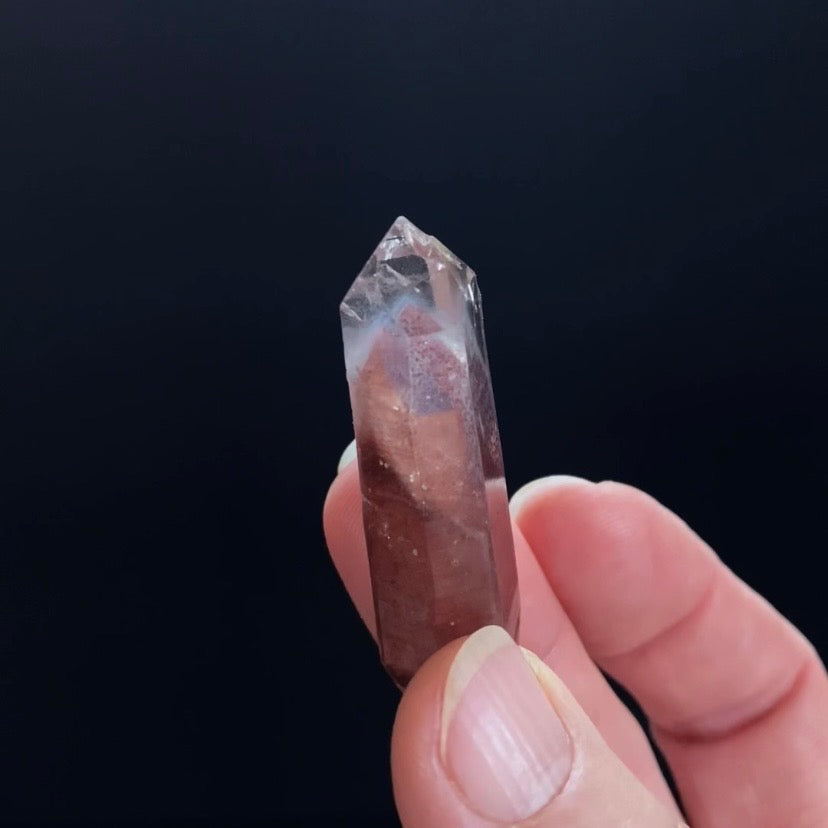 Red Hematite Double Phantom Sunset Quartz Crystal - Tamil Nadu, India
