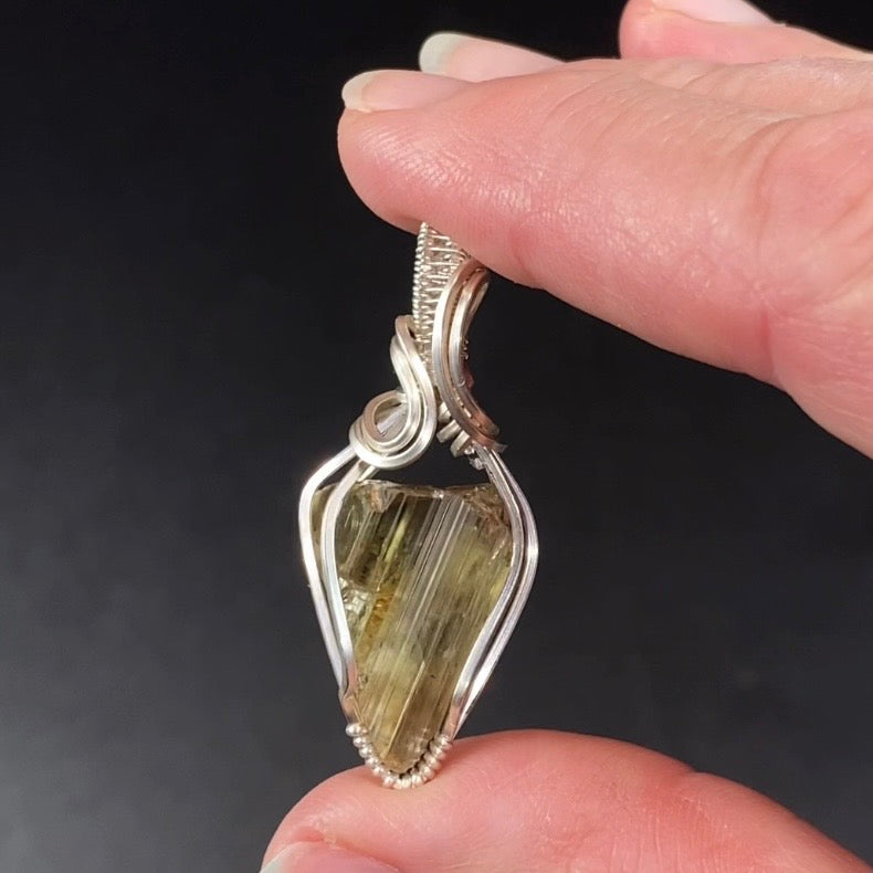 Turkish Color Change Diaspore Ottomanite & Tarnish Resistant Argentium Silver Wire Wrapped Pendant
