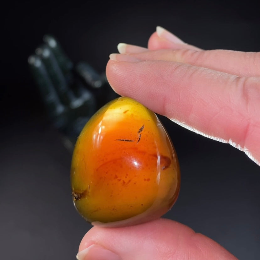 High Grade Honey Brown Sumatran Amber Tumbled Stone