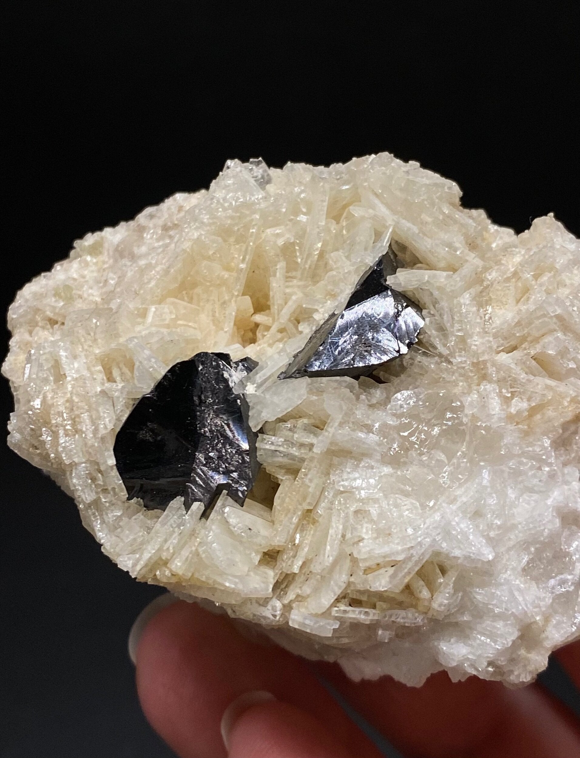 Cassiterite Crystals on Cleavelandite / Albite