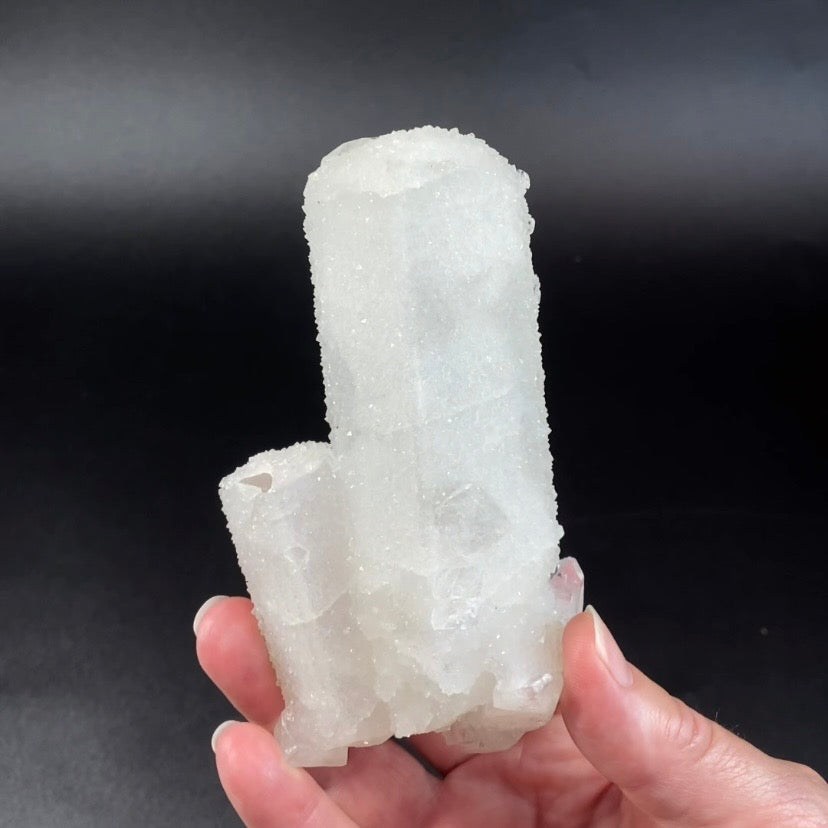 Clear Apophyllite Stalactite Formation Cluster with Fluorescent Calcite Core