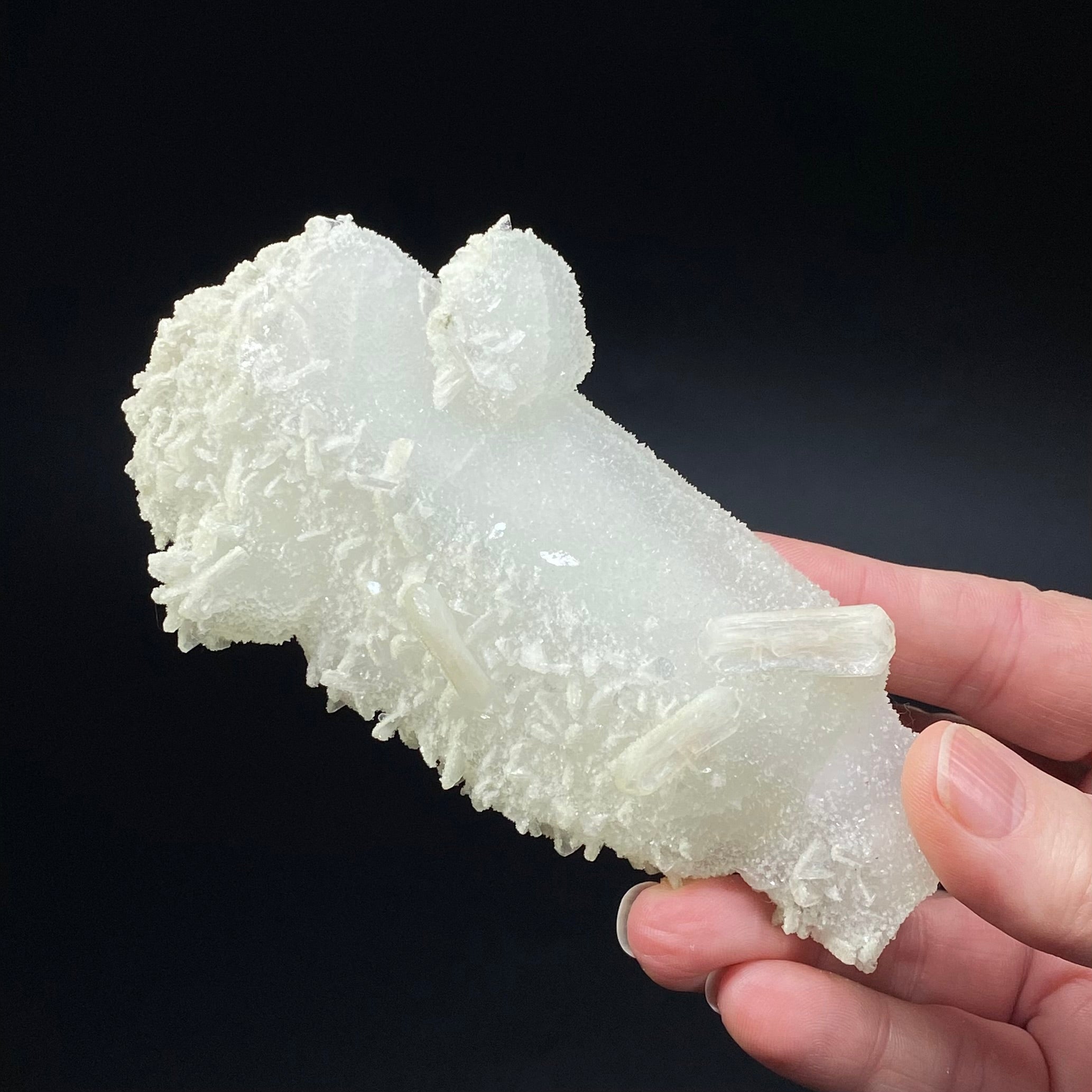 Druzy Apophyllite Crystals on Calcite Core with Heulandite and Stilbite
