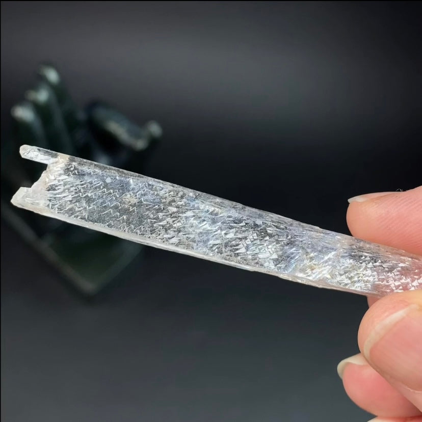 Natural Etched Spodumene Crystal Blade Clear Kunzite, Triphane from Minas Gerais, Brazil