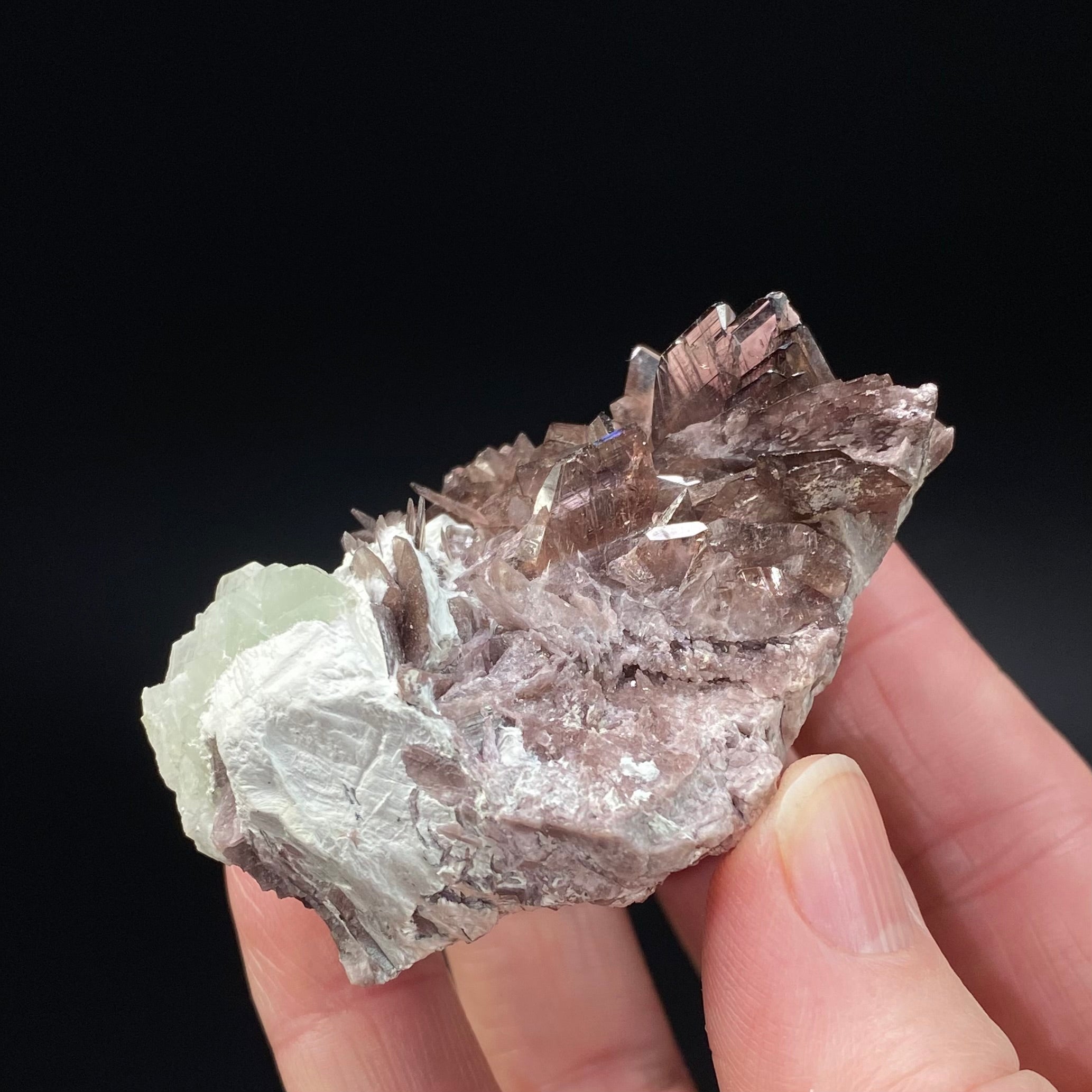 Axinite Crystal Cluster with Chrysotile and Pericline from Shigar Valley, Gilgit-Baltistan, Pakistan