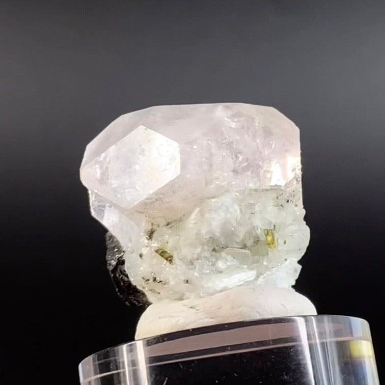Aqua Morganite Crystal with Cat’s Eye Green Tourmaline & Albite