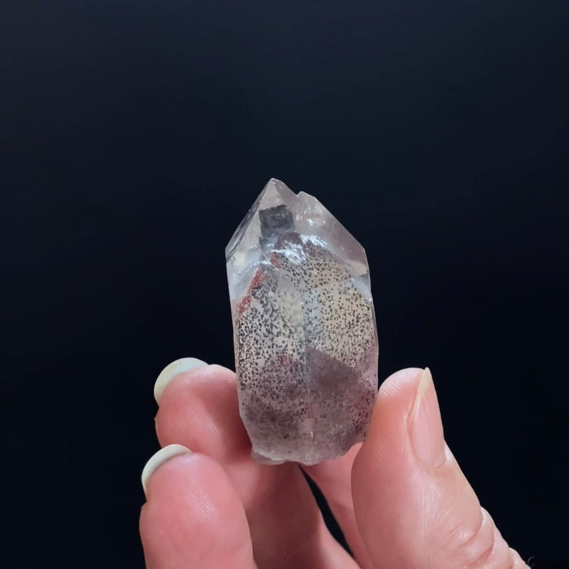Red Hematite Double Phantom Sunset Quartz Crystal - Tamil Nadu, India
