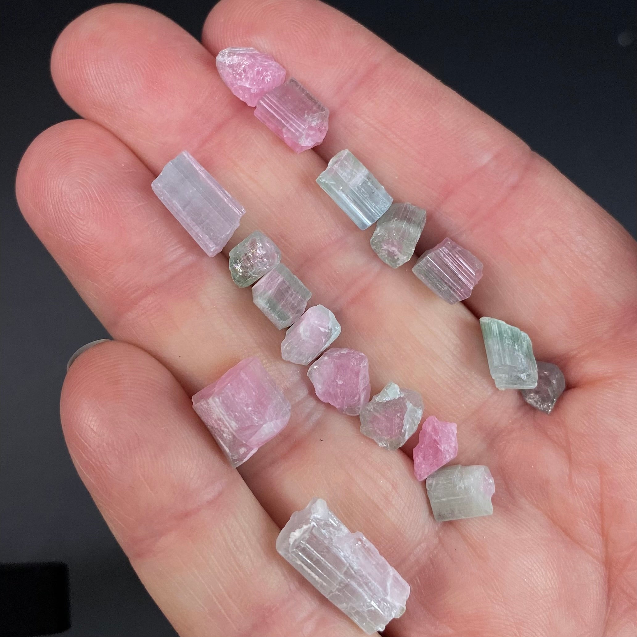 Watermelon, Pink and Green Tourmaline Lots - 8 Grams Each from Paprok, Afghanistan