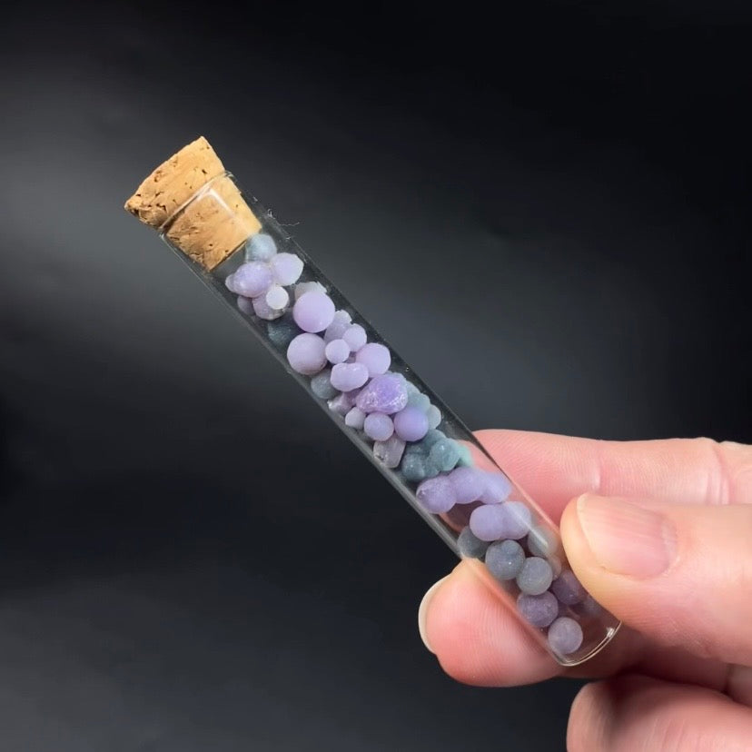 Grape Agate Botryoidal Chalcedony - Amethyst Filled Glass Vial