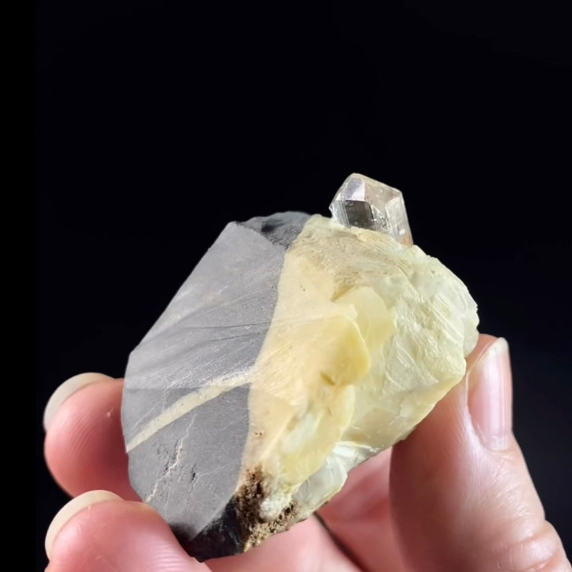 Grade A Peach Color Katlang Imperial Topaz Crystal on Matrix, Fluorescent