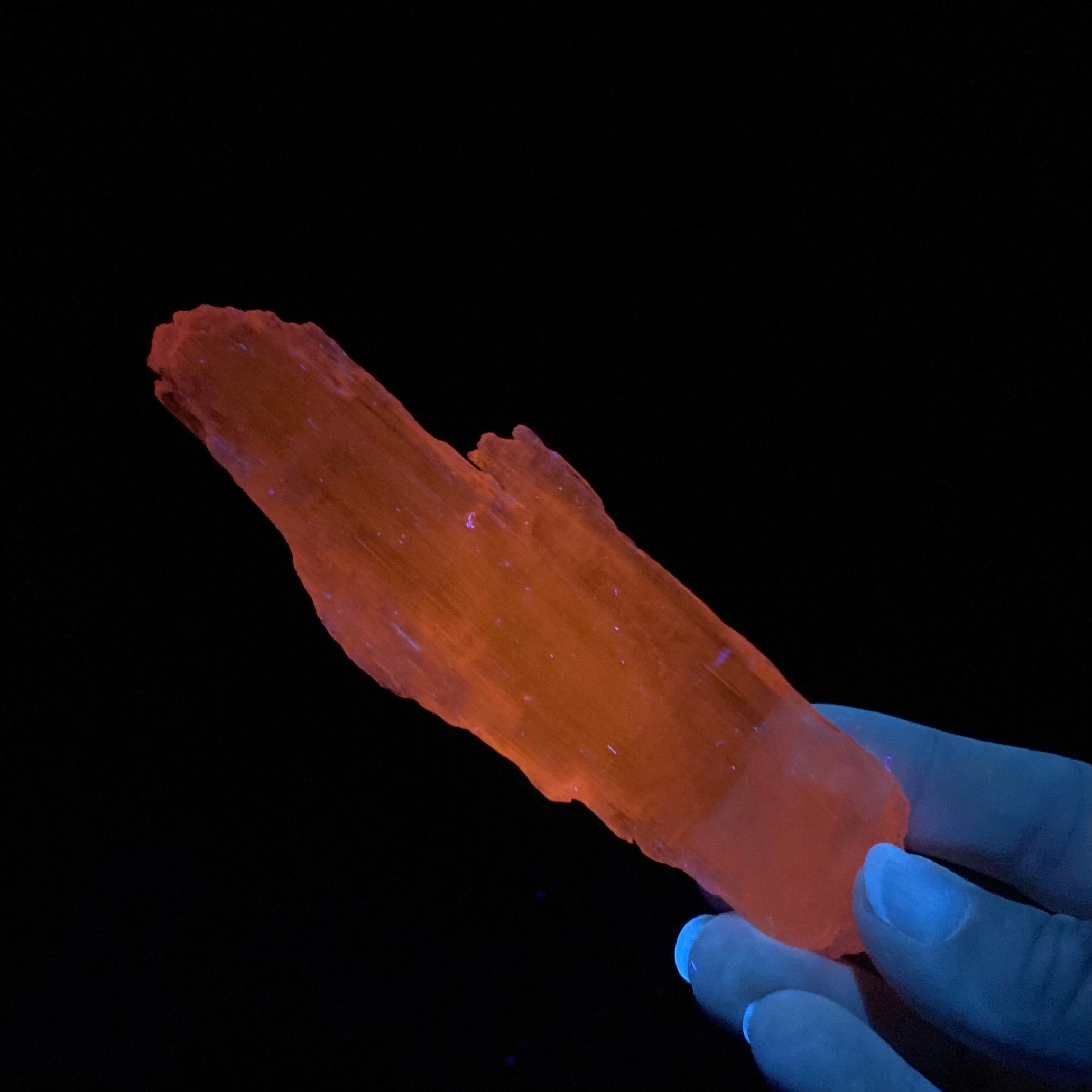 Large Pink Kunzite Spodumene Crystal, Fluorescent