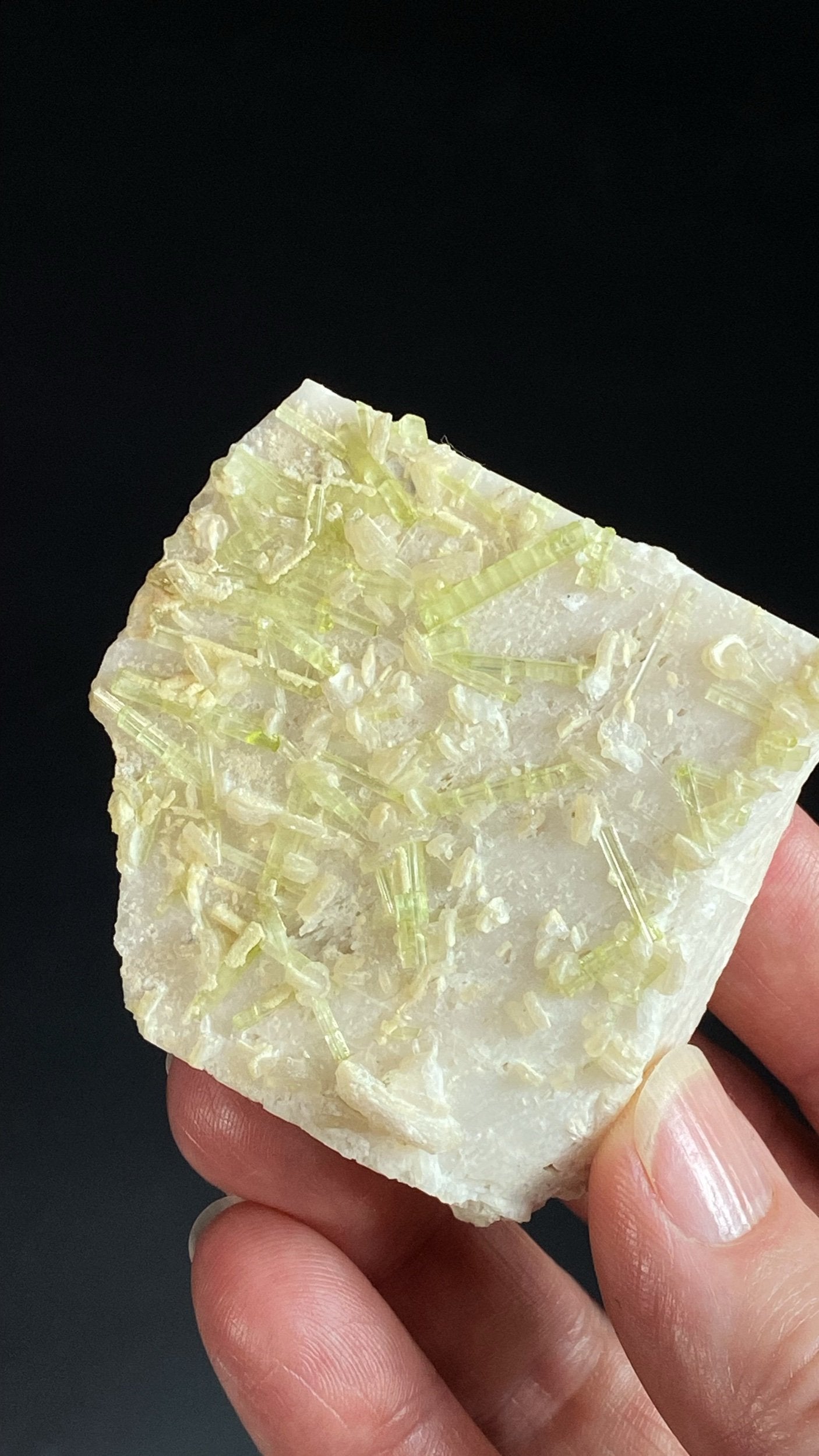 Light Green Tourmaline & Lepidolite on Feldspar Matrix