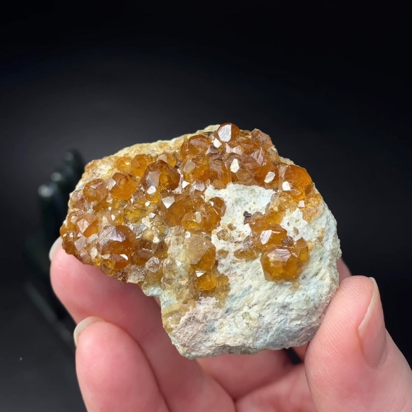 Orange Garnet Crystals on Matrix from Mohmand Agency, Pakistan