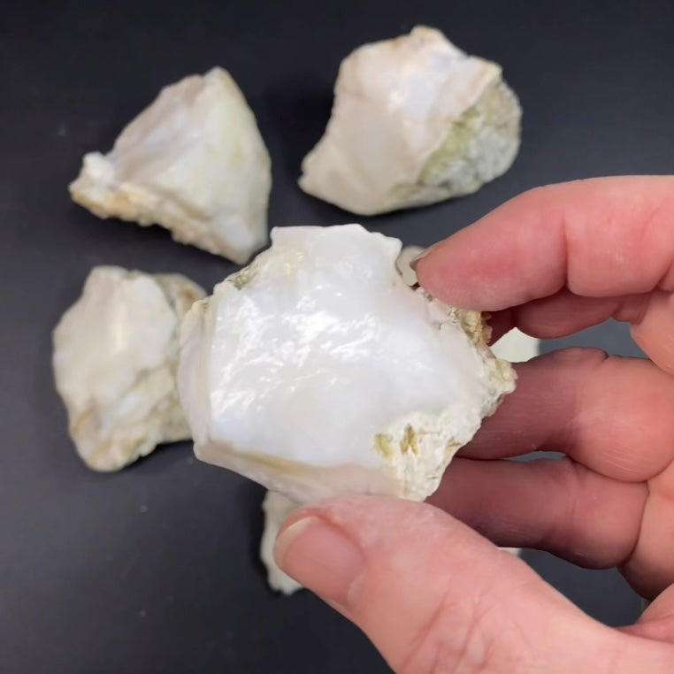 Fluorescent White Common Opal Rough Specimen from Turkey