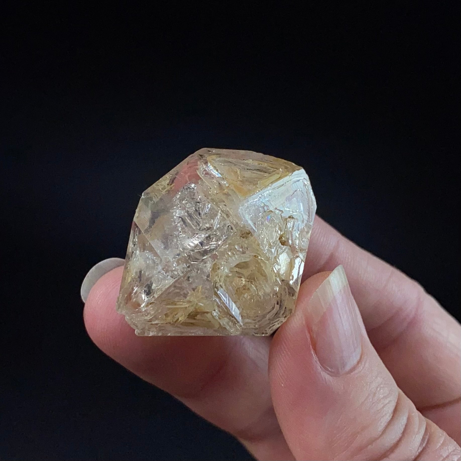 Double Terminated Fenster Quartz Crystal with Orange Fluorescent Inclusions