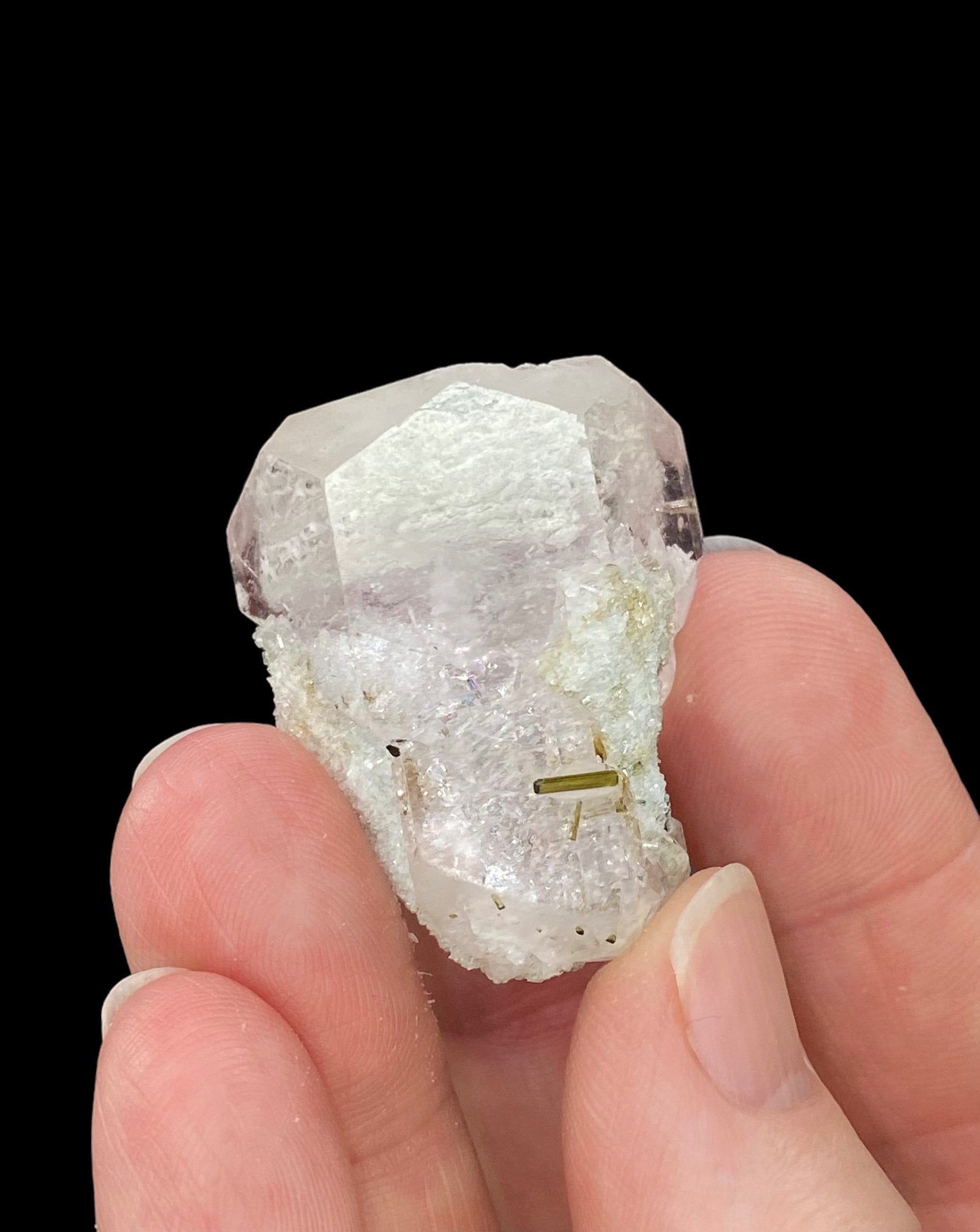 Morganite Crystal with Green Tourmaline Quartz, Pech, Afghanistan