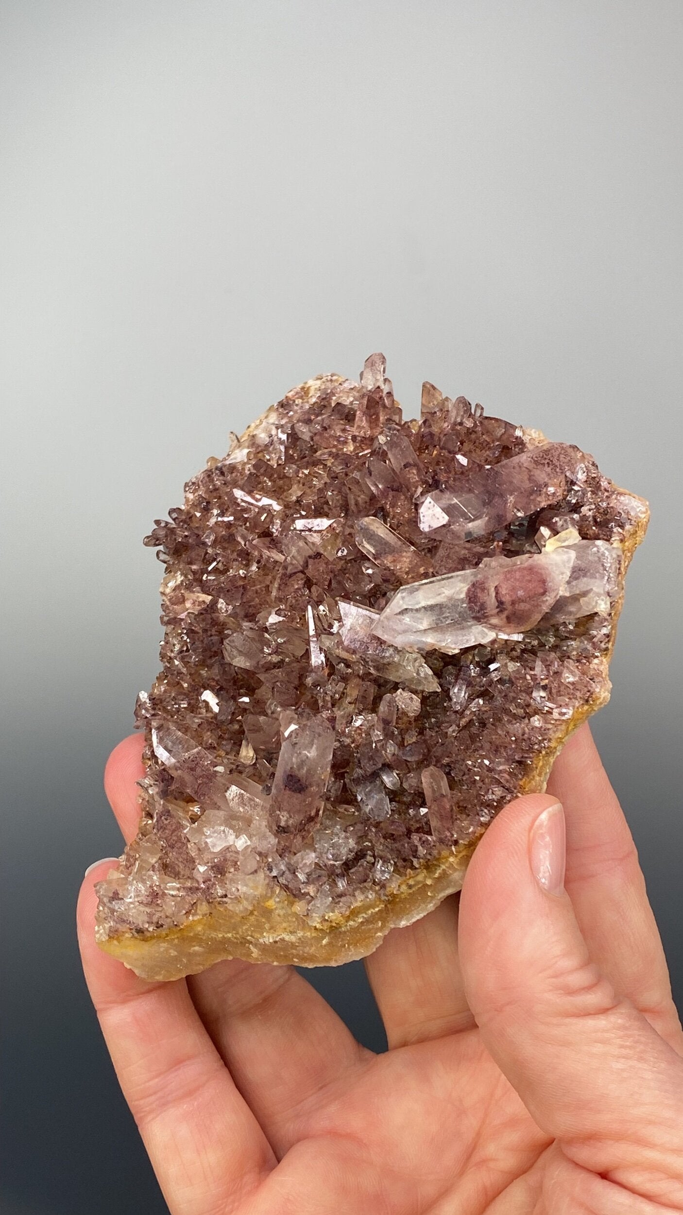 Quartz Cluster with Red Hematite Phantoms / Sunset Phantom Quartz