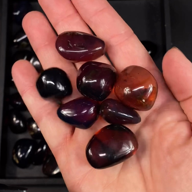 Blue Sumatran Amber Tumbled Stone, Two Sizes Available