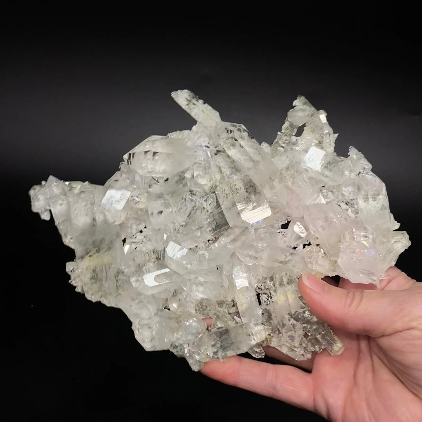 Chlorite Included Quartz Crystal Cluster Plate from Minas Gerais, Brazil