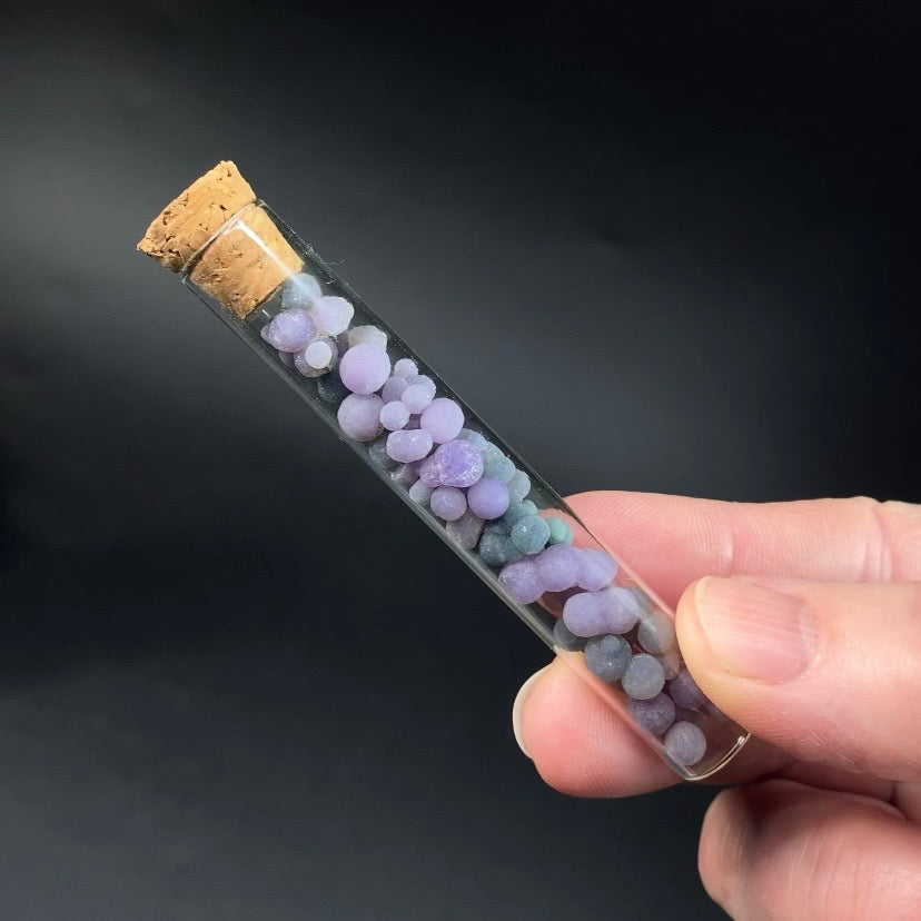 Grape Agate Botryoidal Chalcedony - Amethyst Filled Glass Vial