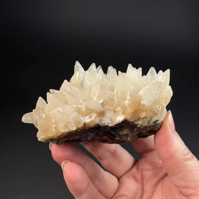 Scalenohedral DogTooth Calcite on Blue Purple Fluorite Matrix, UV Reactive, Fluorescent