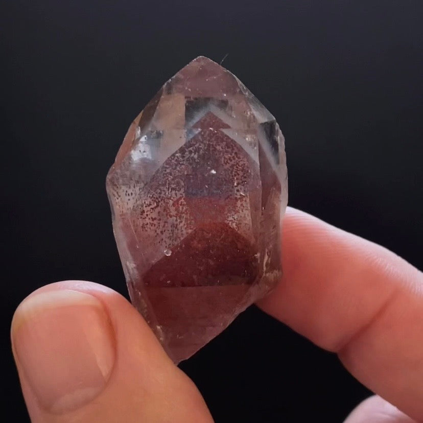 Rare Double Phantom Red Hematite Sunset Quartz Crystal - Tamil Nadu, India