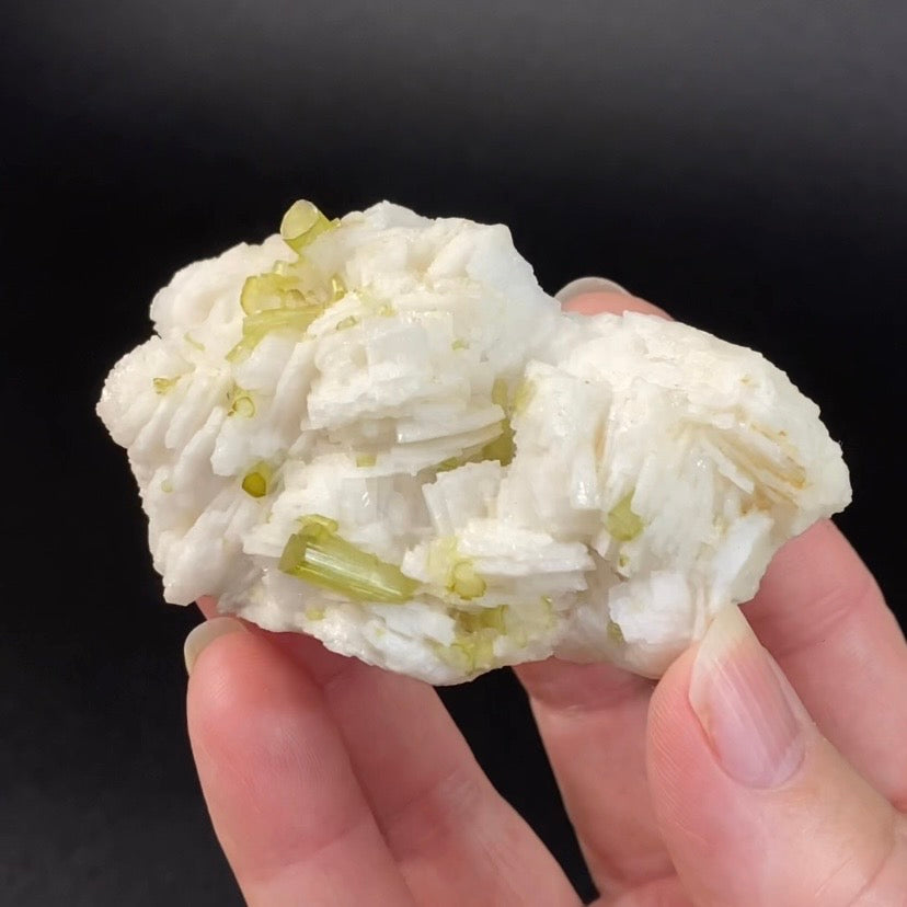 Light Green Bi Color Tourmaline Crystals on Cleavelandite Feldspar Matrix