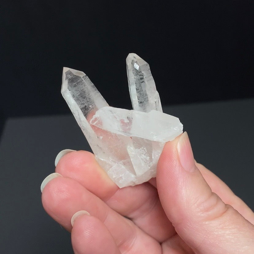 V Shaped Twin Quartz Crystal Cluster with a Bridge Crystal