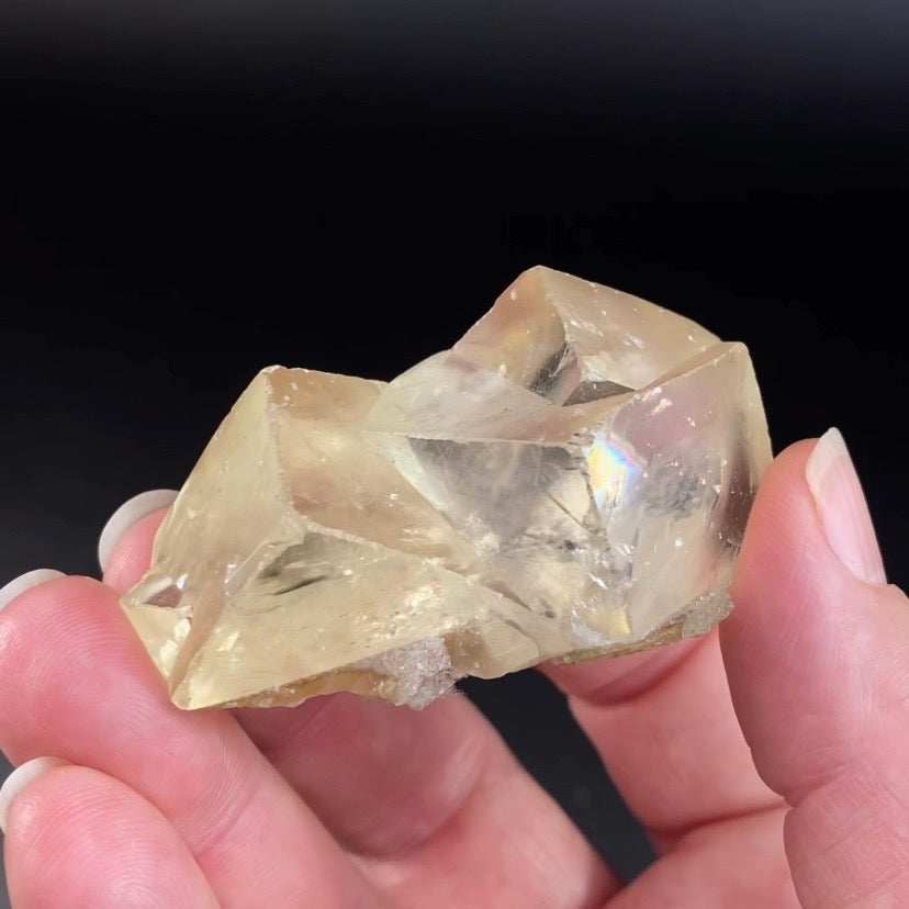 Light Golden Rhombic Calcite Cluster with Record Keepers