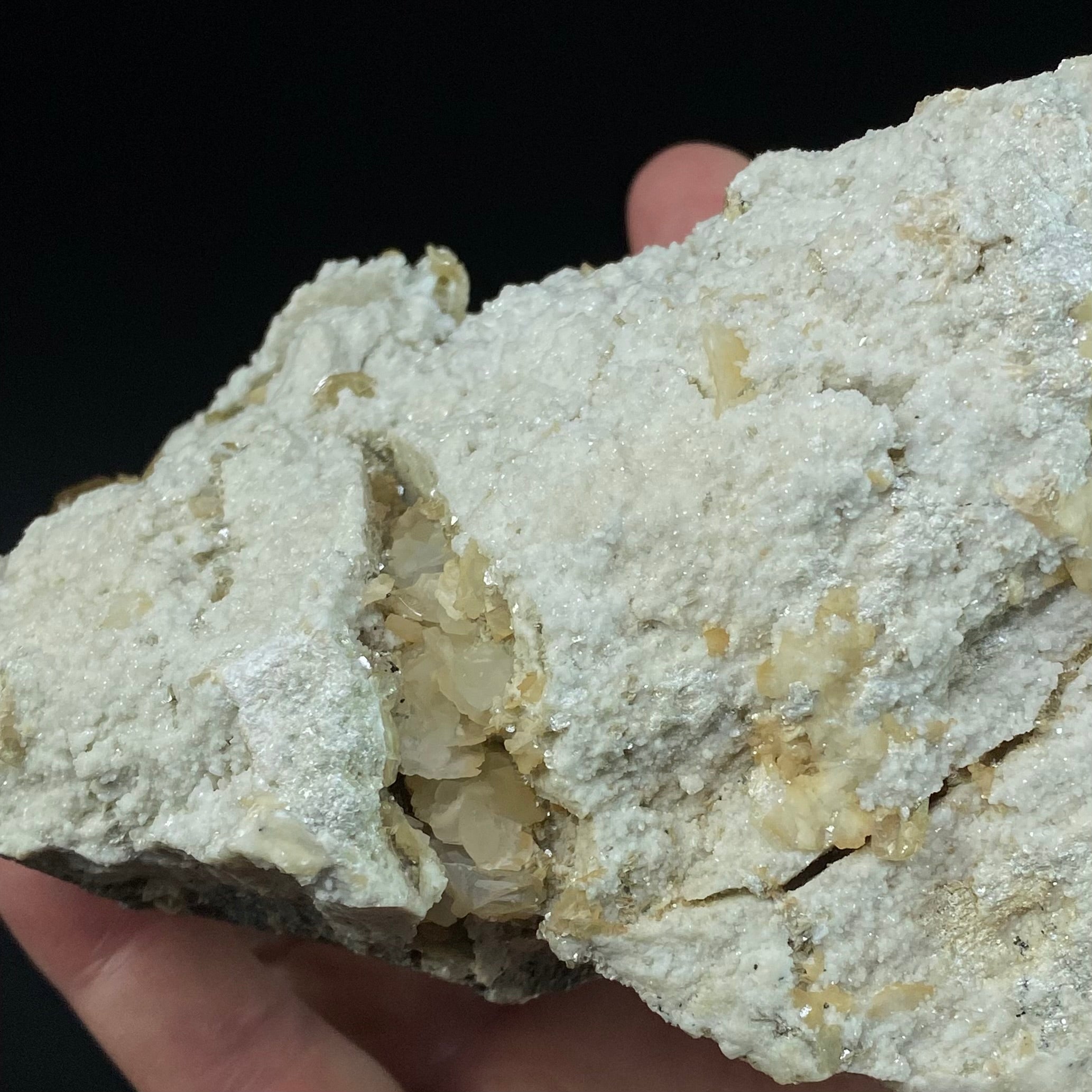 Yellow Colored Titanite Crystals on Albite and Colusite Matrix