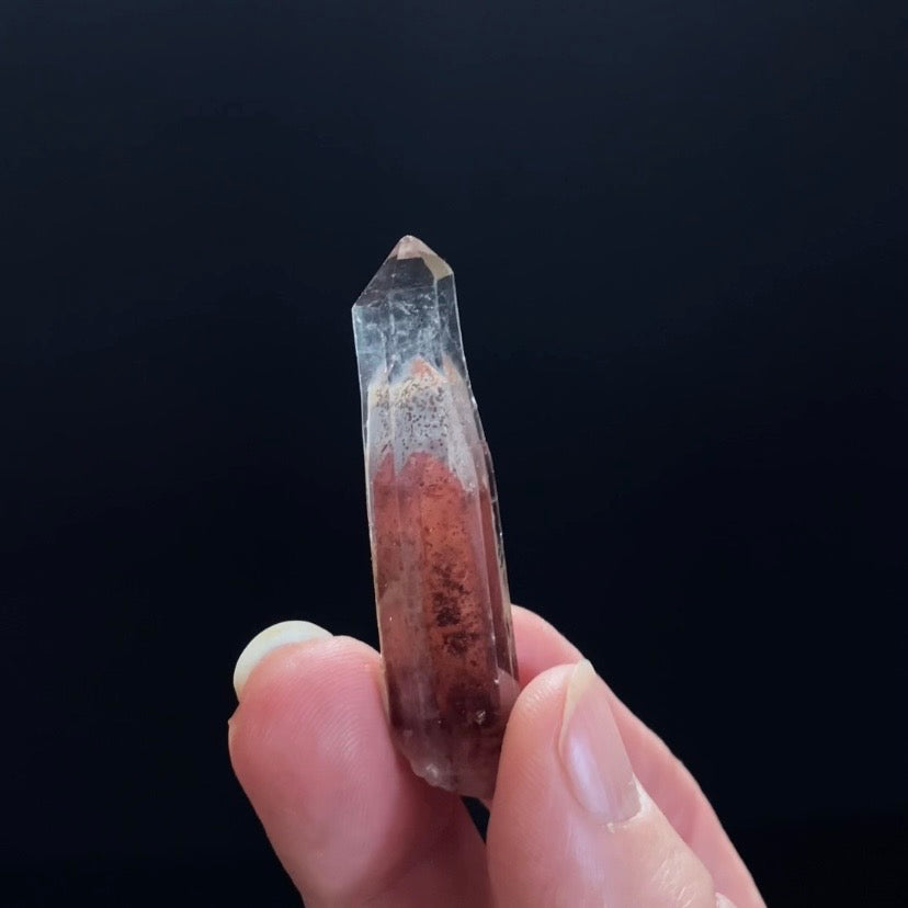 Red Hematite Double Phantom Sunset Quartz Crystal - Tamil Nadu, India