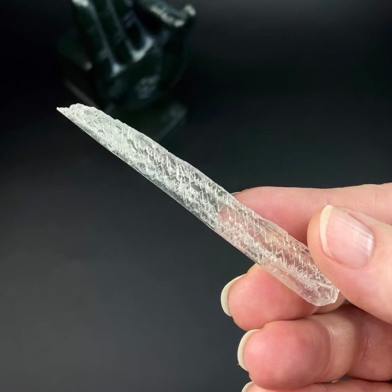 Natural Etched Spodumene Crystal Blade Clear Kunzite, Triphane from Minas Gerais, Brazil