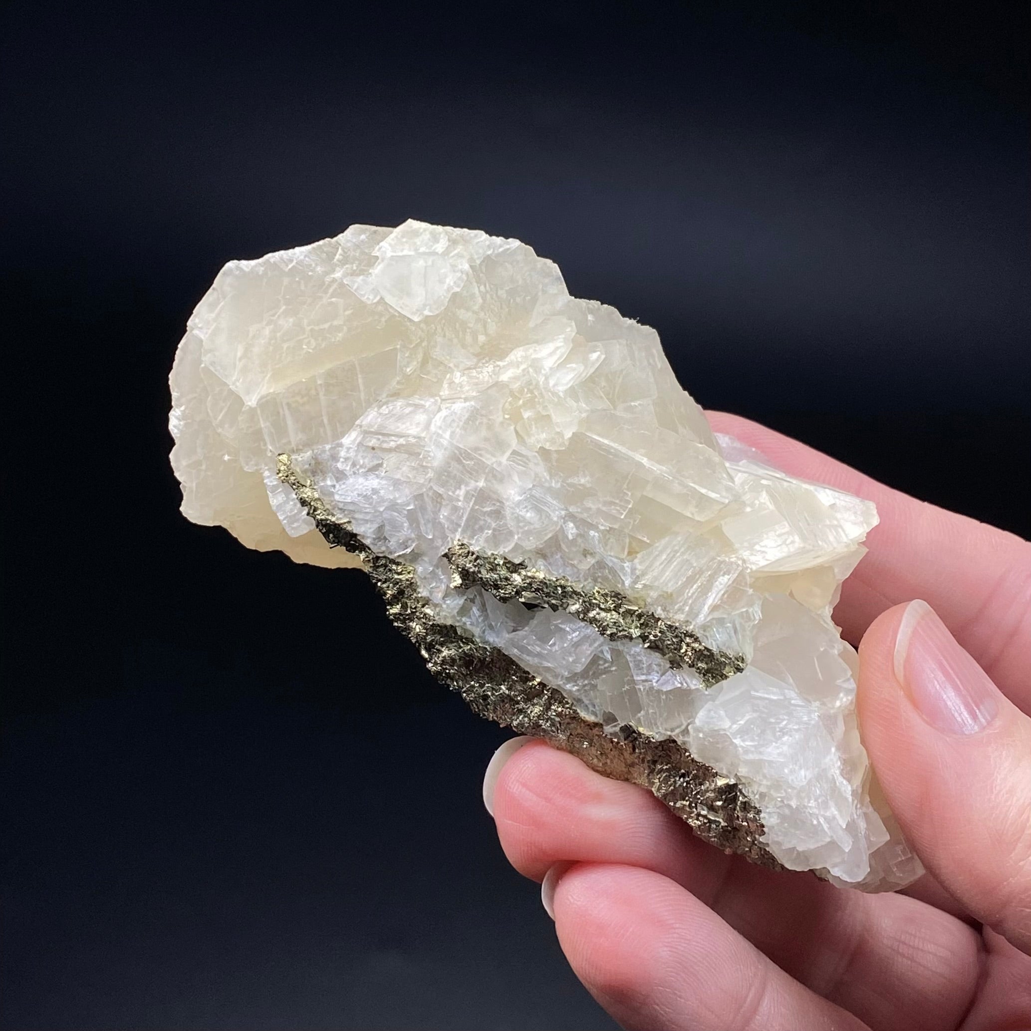 Fluorescent Calcite Specimen with Pyrite from Trepca Mine Complex, Kosovo