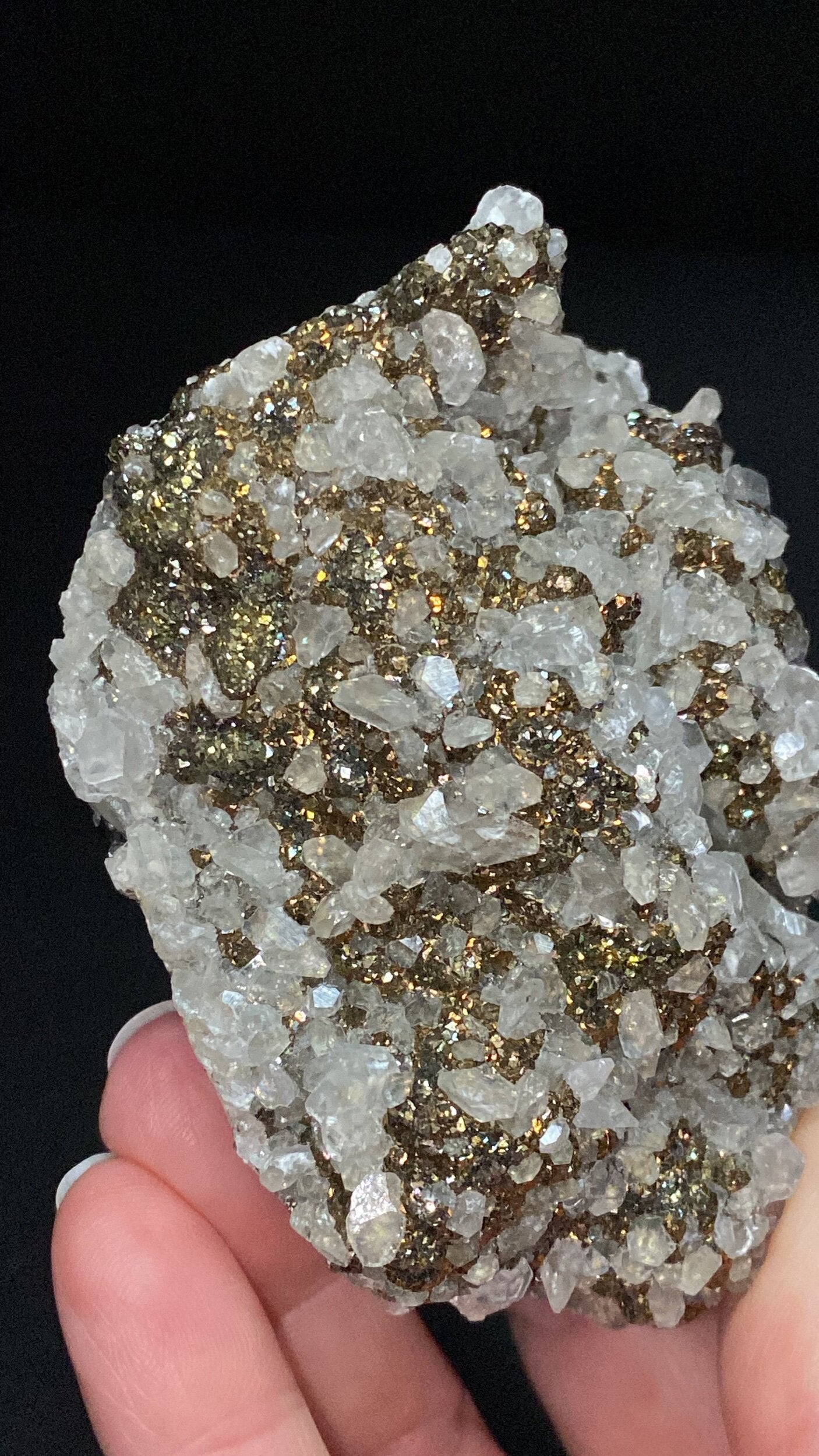 Sphalerite Cluster with Fluorescent Calcite & Pyrite