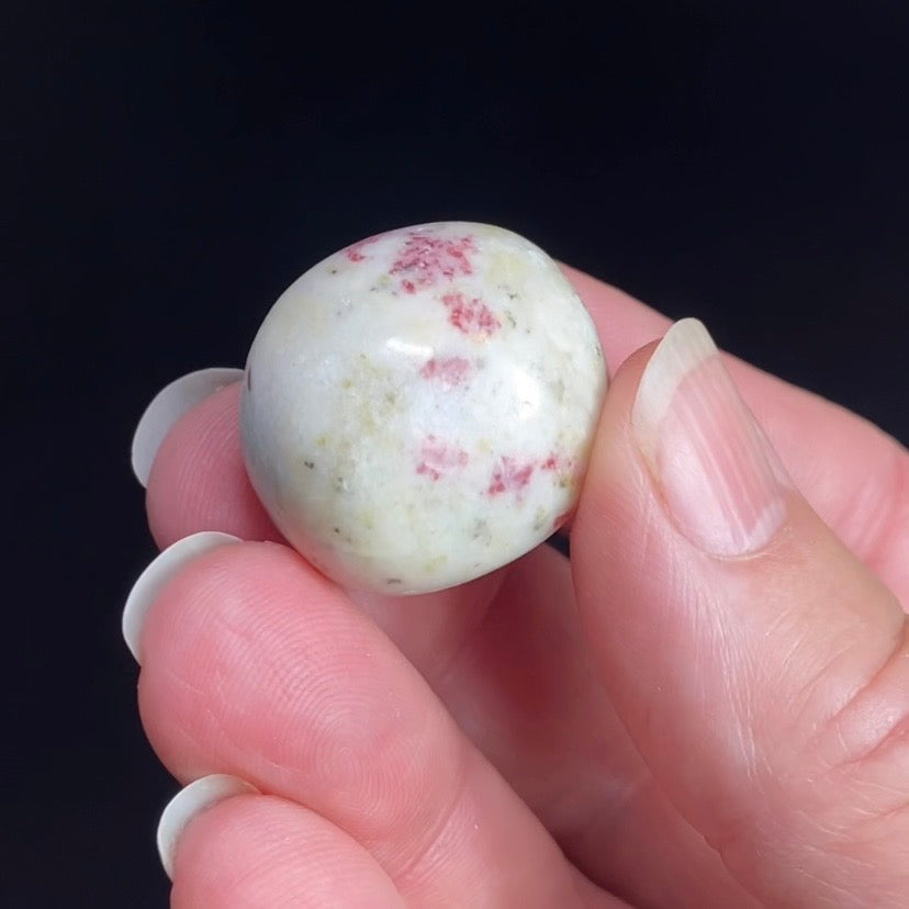 Thulite in Meionite aka Cherry Blossom or Rosalinda Tumbled Stone from Peru - Cinnabrite
