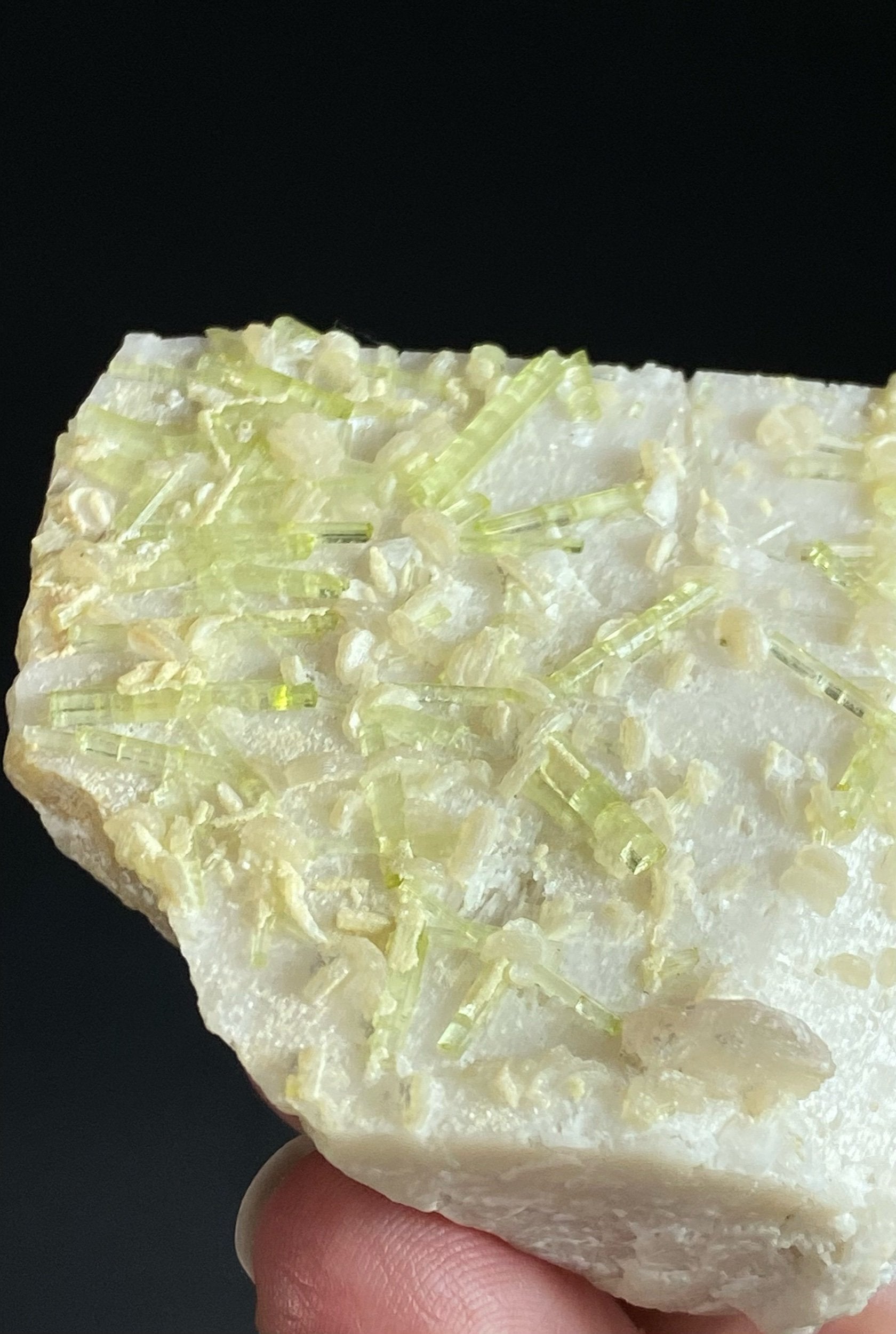 Light Green Tourmaline & Lepidolite on Feldspar Matrix