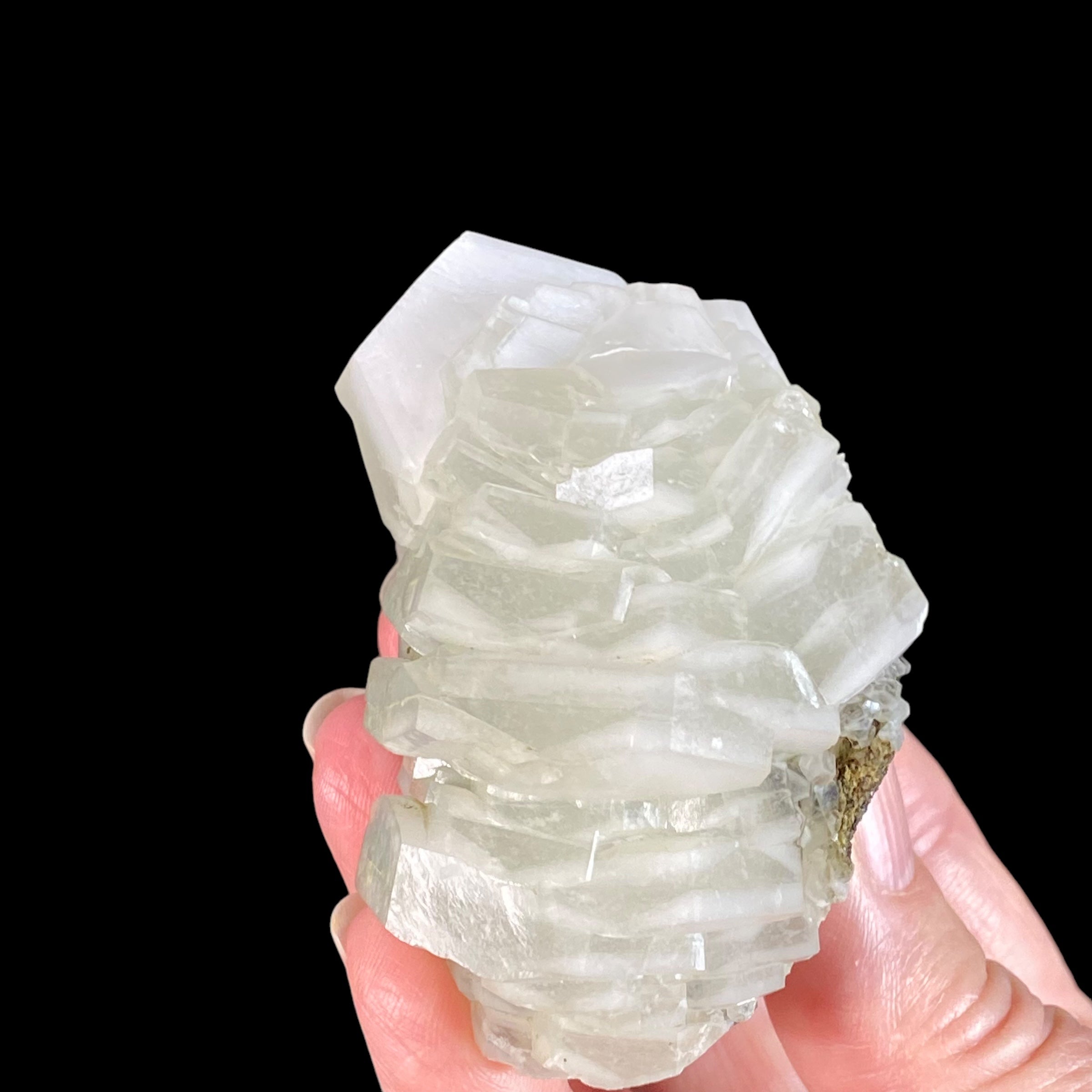 Fluorescent Hexagonal Sandwich Calcite Crystal Cluster