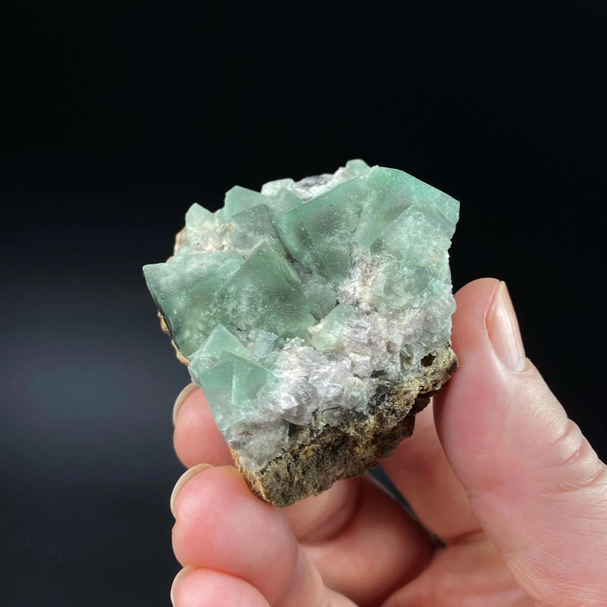 Diana Maria Mine Green Cubic Fluorite Cluster with Blue and White Fluorescence