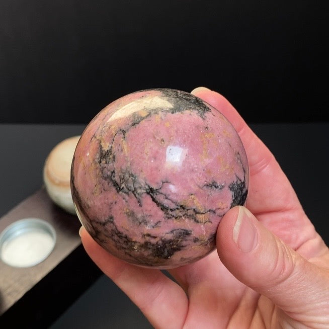 Pink Rhodonite Crystal Sphere 64 mm - Natural Crystals and Mineral Specimens
