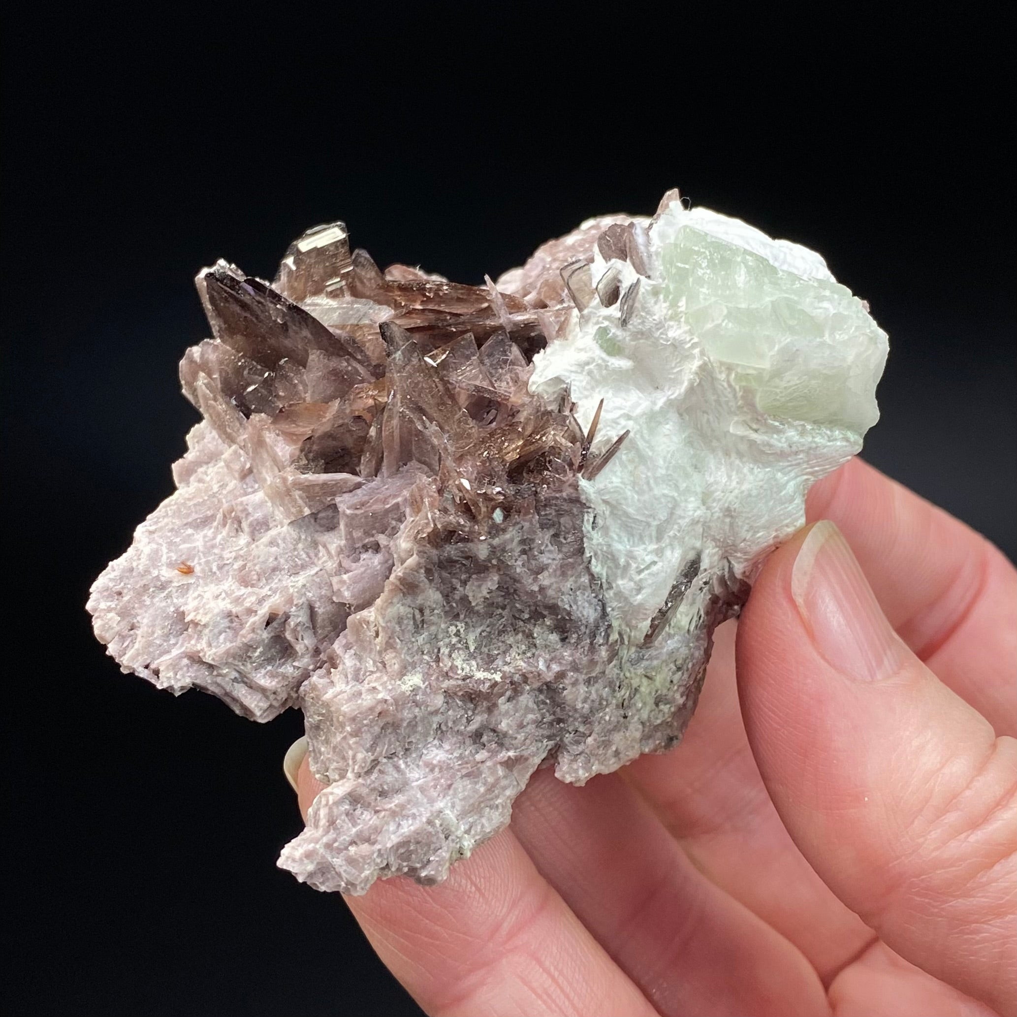 Axinite Crystal Cluster with Chrysotile and Pericline from Shigar Valley, Gilgit-Baltistan, Pakistan