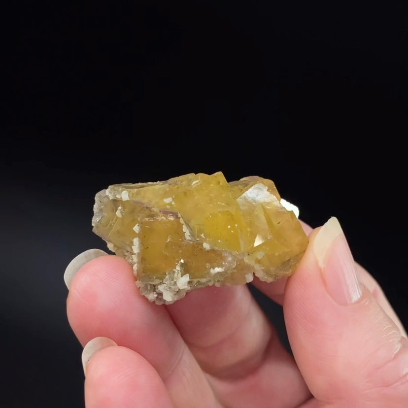 Yellow Moscona Cubic Fluorite Cluster from Asturias Spain