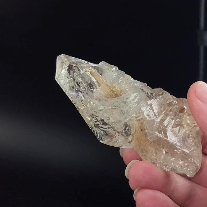 Fenster Quartz Crystal with Golden Clay Inclusions